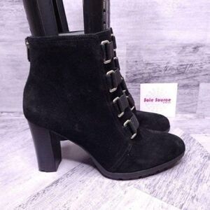 Adrienne Vittadini Theresa Lug Sole Suede Ankle Boot Black Women's 9.5 NEW